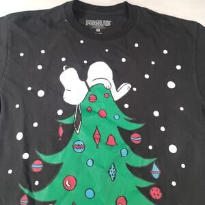Peanuts Casual Graphic Short Sleeve Crew Neck Shirt Mens Size Medium M Black